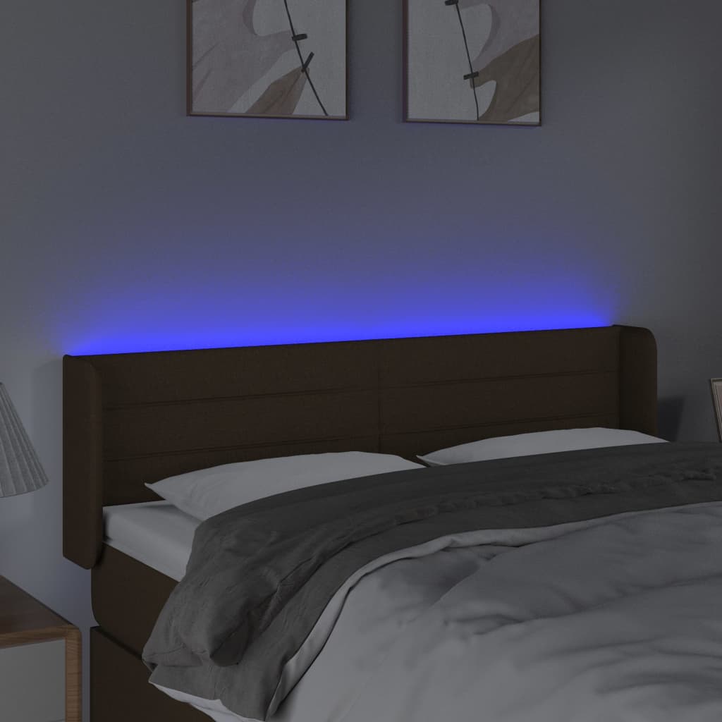 LED uzglavlje tamnosmeđe 147x16x78/88 cm od tkanine