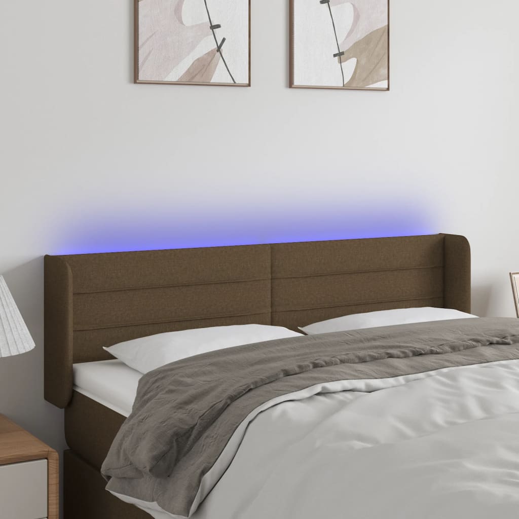LED uzglavlje tamnosmeđe 147x16x78/88 cm od tkanine