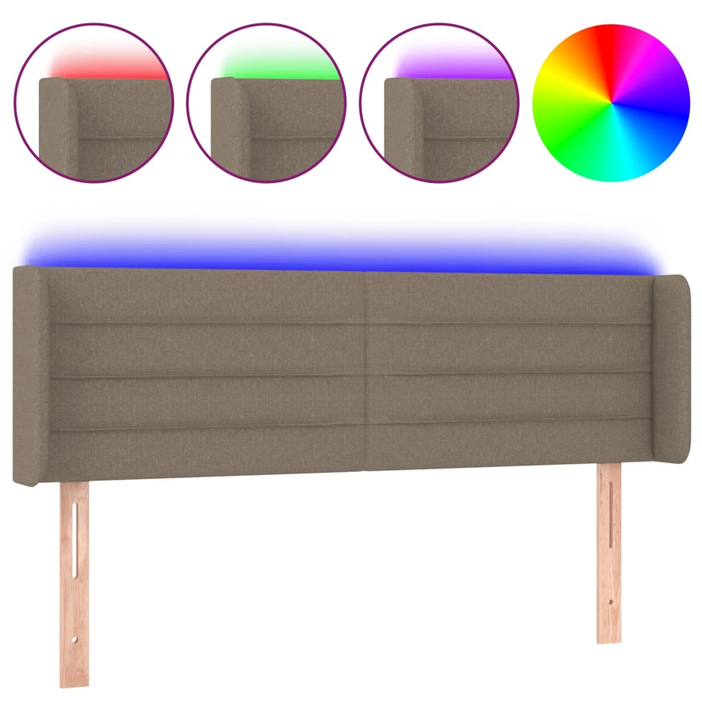 LED uzglavlje smeđesivo 147x16x78/88 cm od tkanine