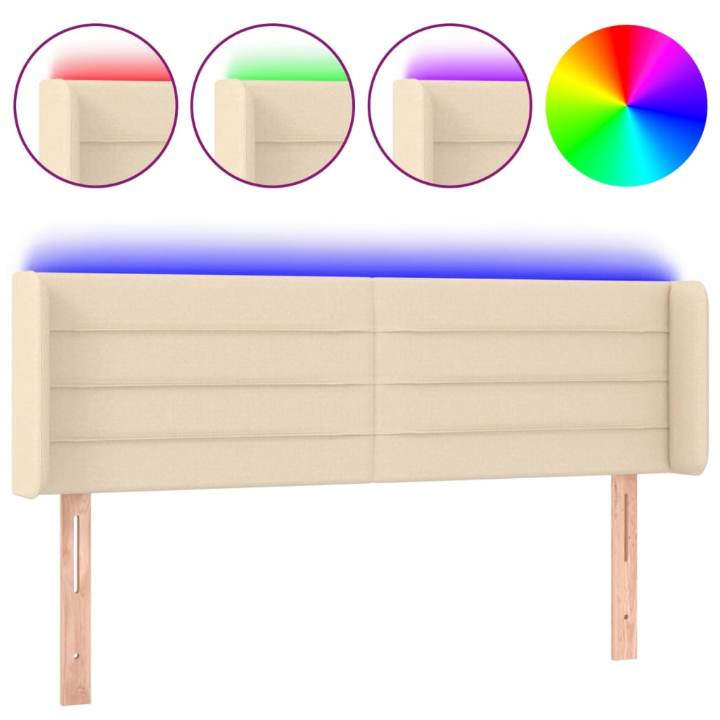 LED uzglavlje krem 147x16x78/88 cm od tkanine