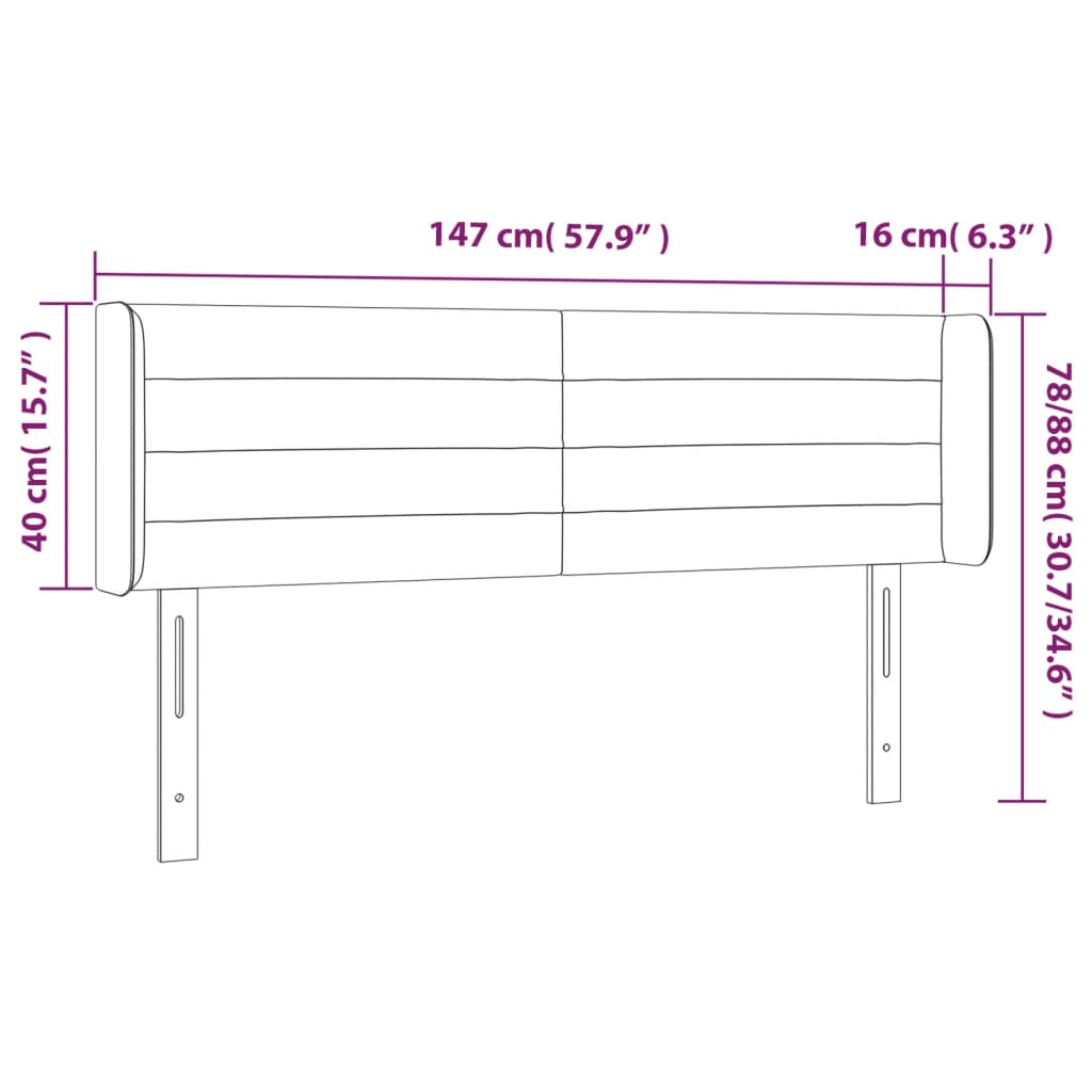 LED uzglavlje krem 147x16x78/88 cm od tkanine