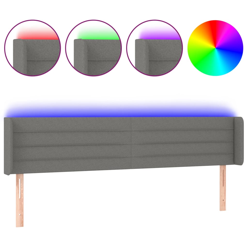 LED uzglavlje tamnosivo 203x16x78/88 cm od tkanine