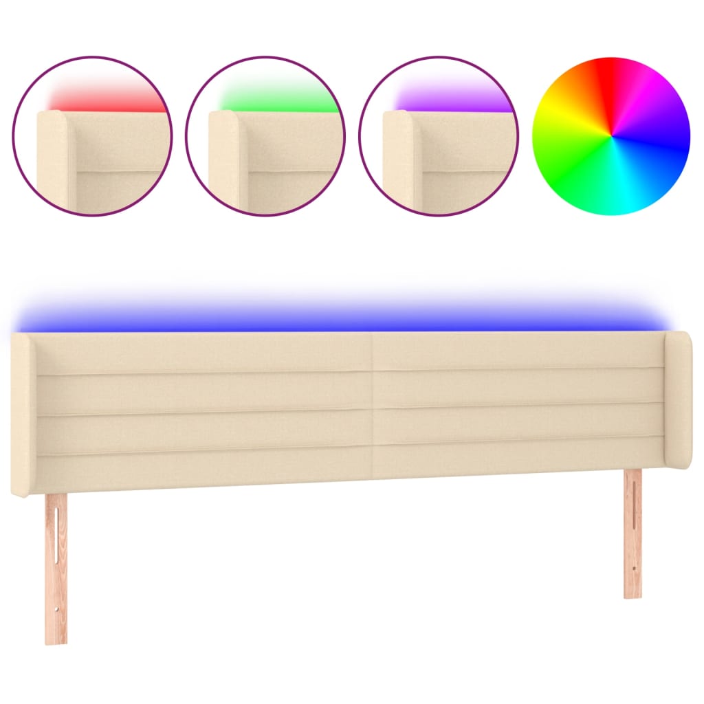 LED uzglavlje krem 203x16x78/88 cm od tkanine