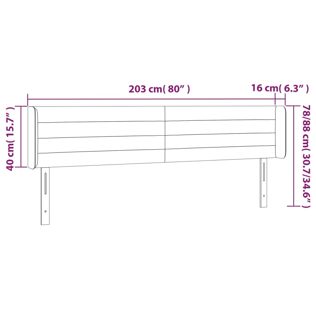 LED uzglavlje krem 203x16x78/88 cm od tkanine
