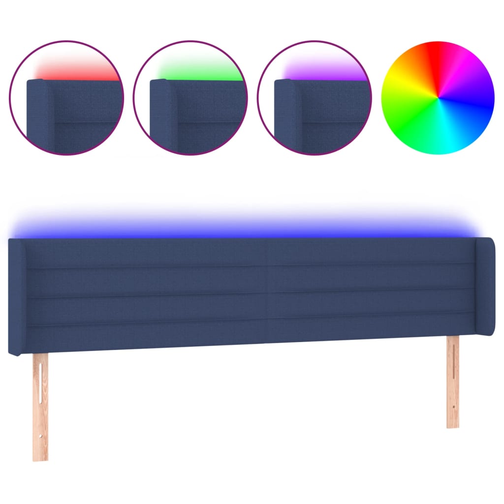 LED uzglavlje plavo 203x16x78/88 cm od tkanine