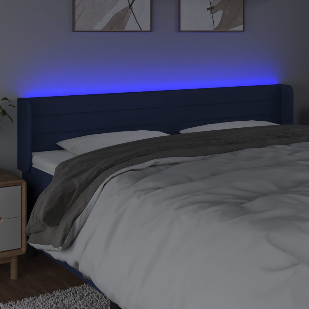 LED uzglavlje plavo 203x16x78/88 cm od tkanine