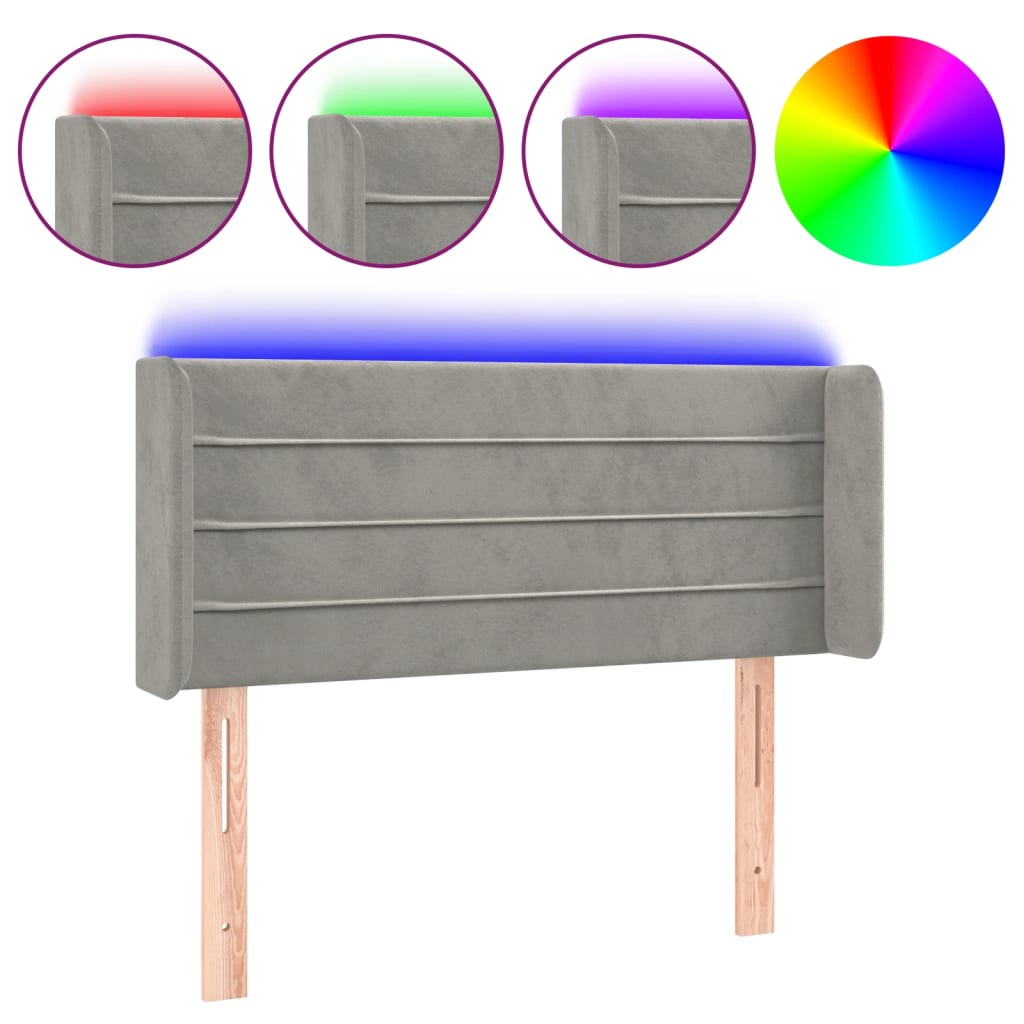 LED uzglavlje svjetlosivo 83x16x78/88 cm baršunasto