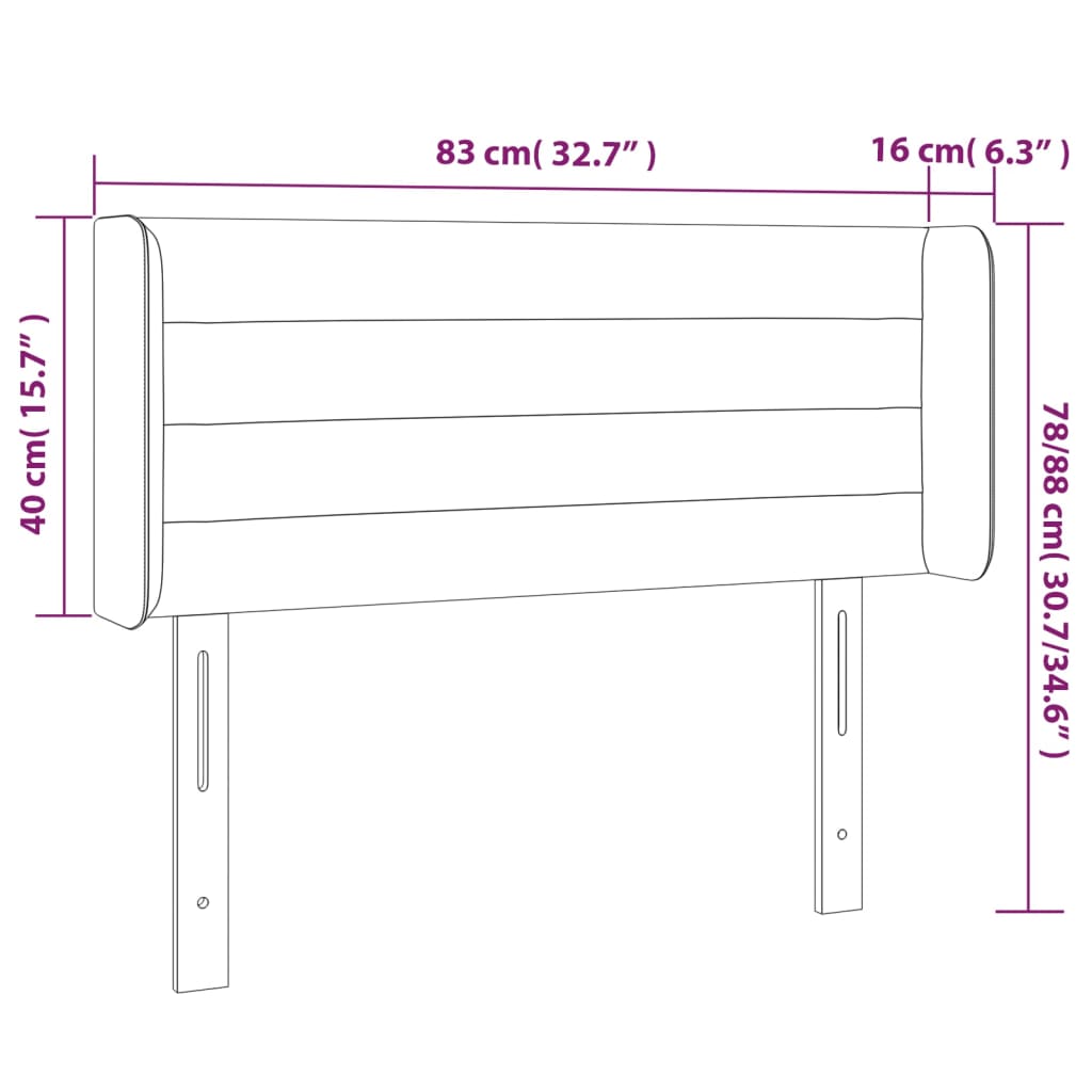 LED uzglavlje tamnosivo 83x16x78/88 cm baršunasto
