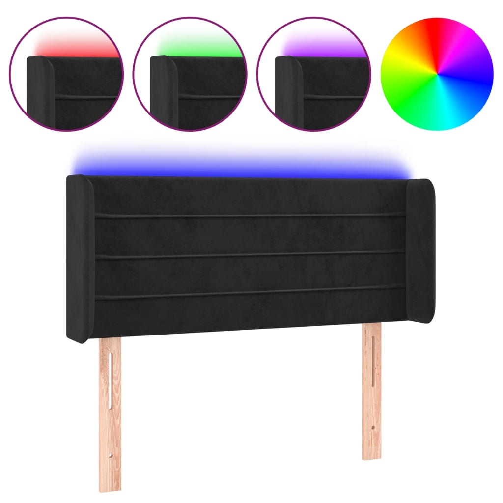 LED uzglavlje crno 83x16x78/88 cm baršunasto