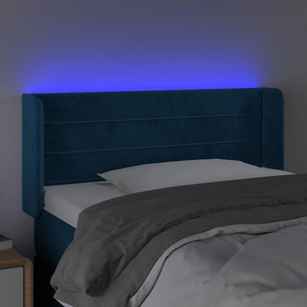 LED uzglavlje tamnoplavo 83x16x78/88 cm baršunasto