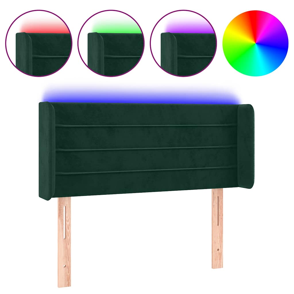 LED uzglavlje tamnozeleno 93x16x78/88 cm baršunasto