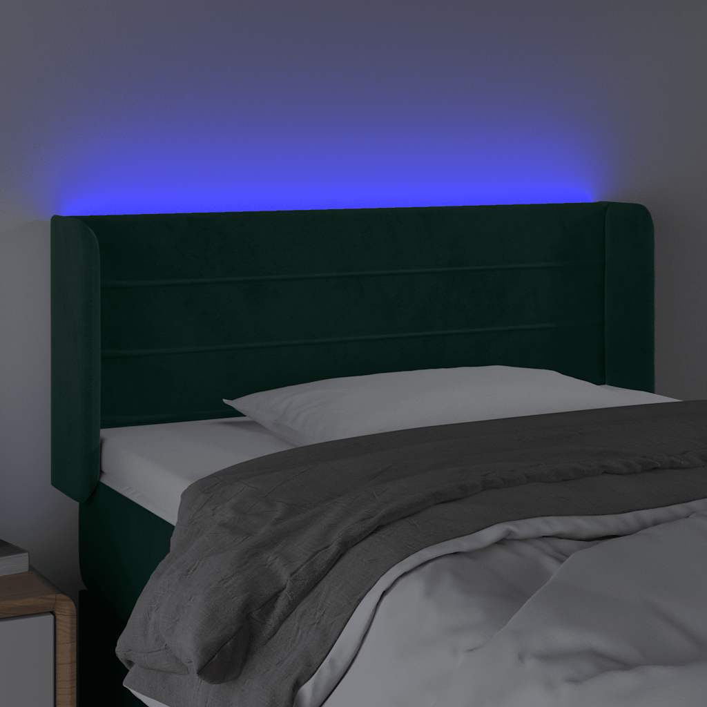 LED uzglavlje tamnozeleno 93x16x78/88 cm baršunasto