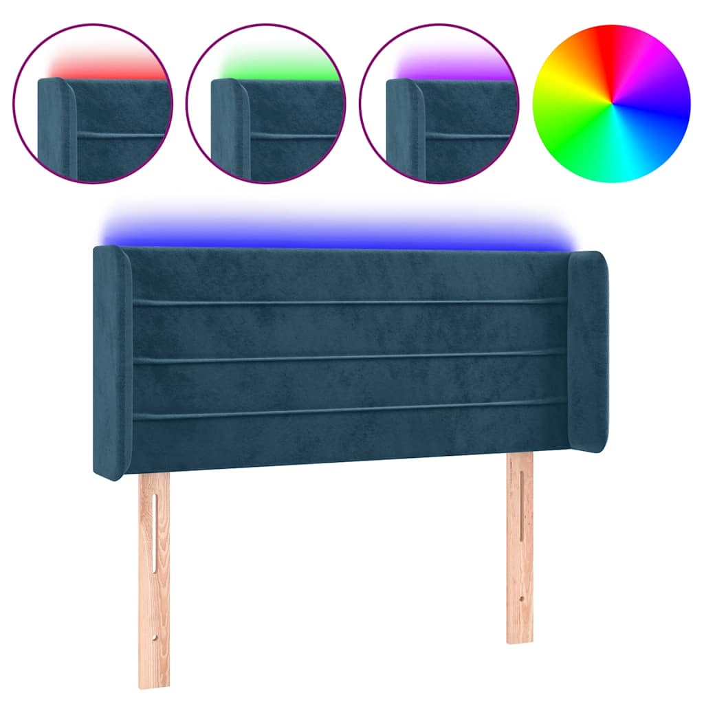 LED uzglavlje tamnoplavo 93x16x78/88 cm baršunasto