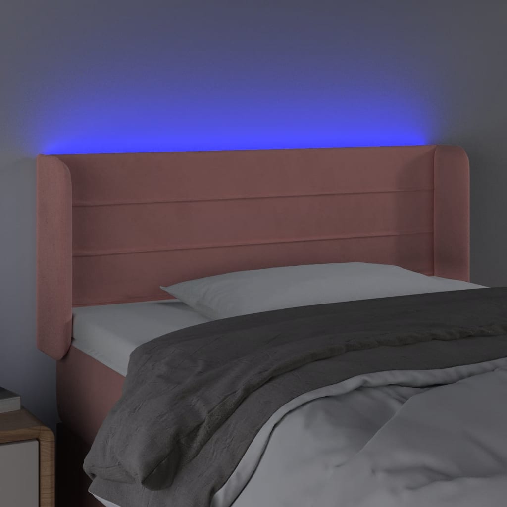 LED uzglavlje ružičasto 93x16x78/88 cm baršunasto