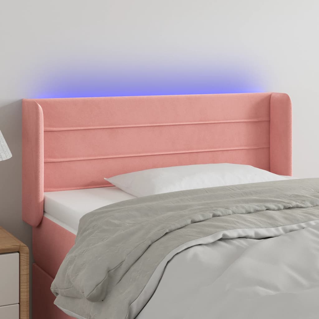 LED uzglavlje ružičasto 93x16x78/88 cm baršunasto