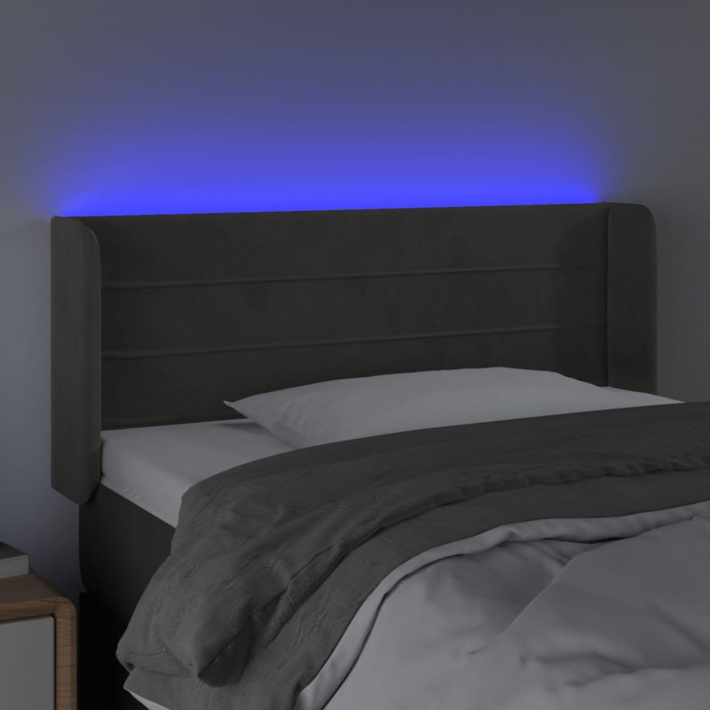 LED uzglavlje tamnosivo 103x16x78/88 cm baršunasto