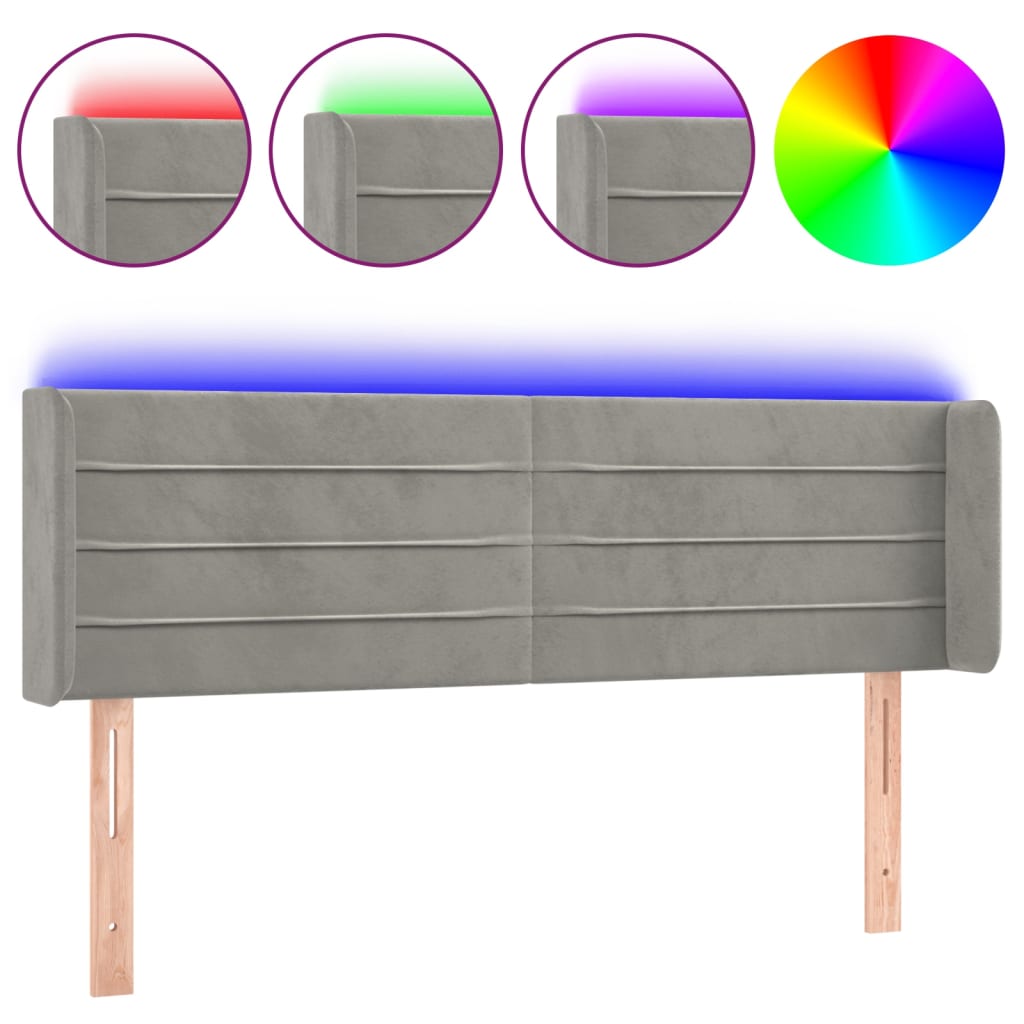 LED uzglavlje svjetlosivo 147x16x78/88 cm baršunasto