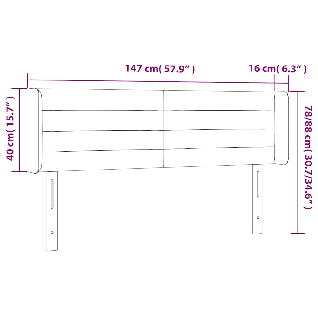 LED uzglavlje tamnozeleno 147x16x78/88 cm baršunasto