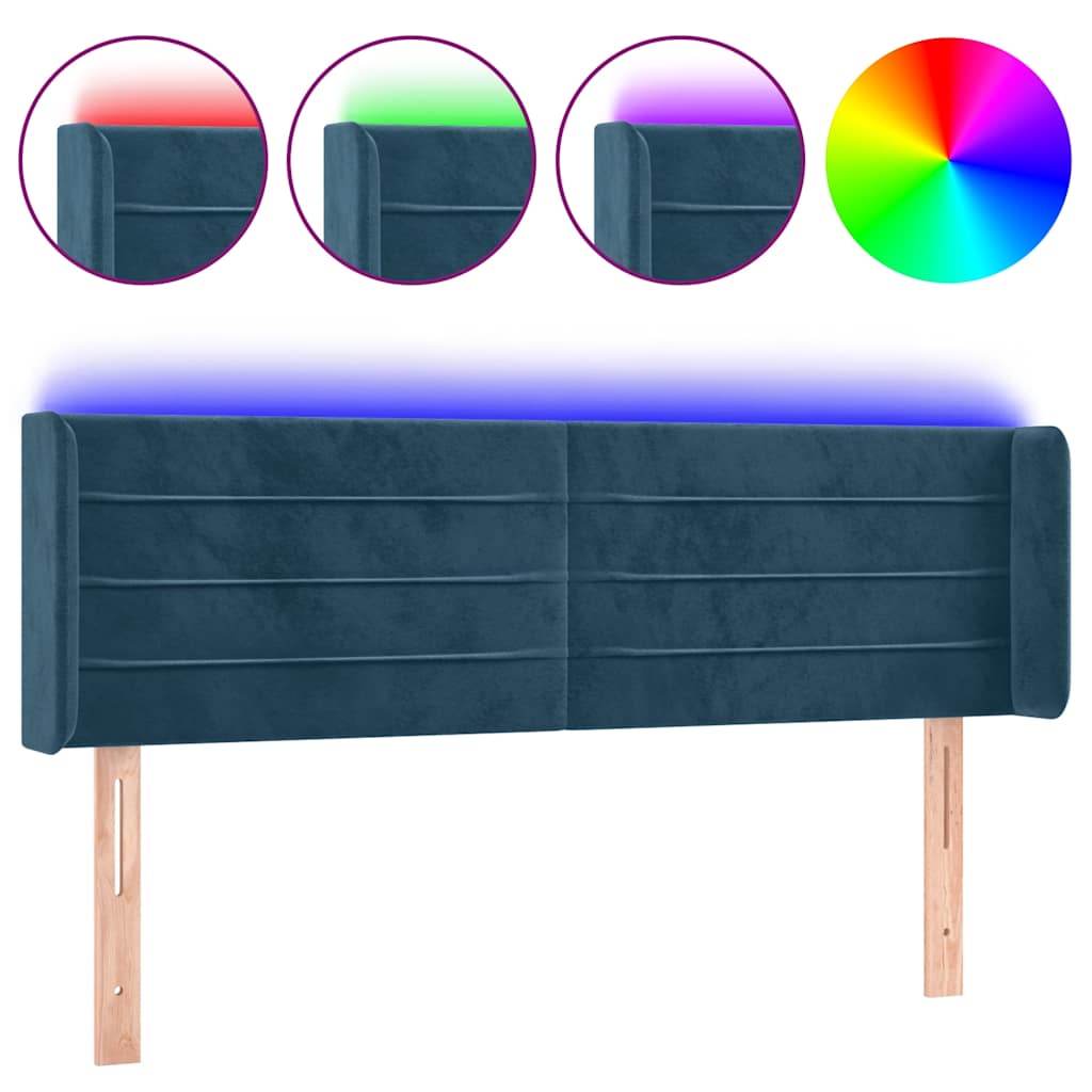 LED uzglavlje tamnoplavo 147x16x78/88 cm baršunasto