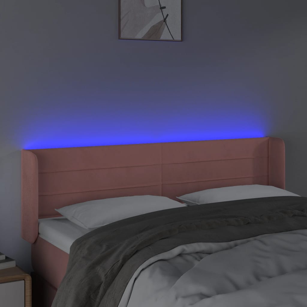 LED uzglavlje ružičasto 147x16x78/88 cm baršunasto