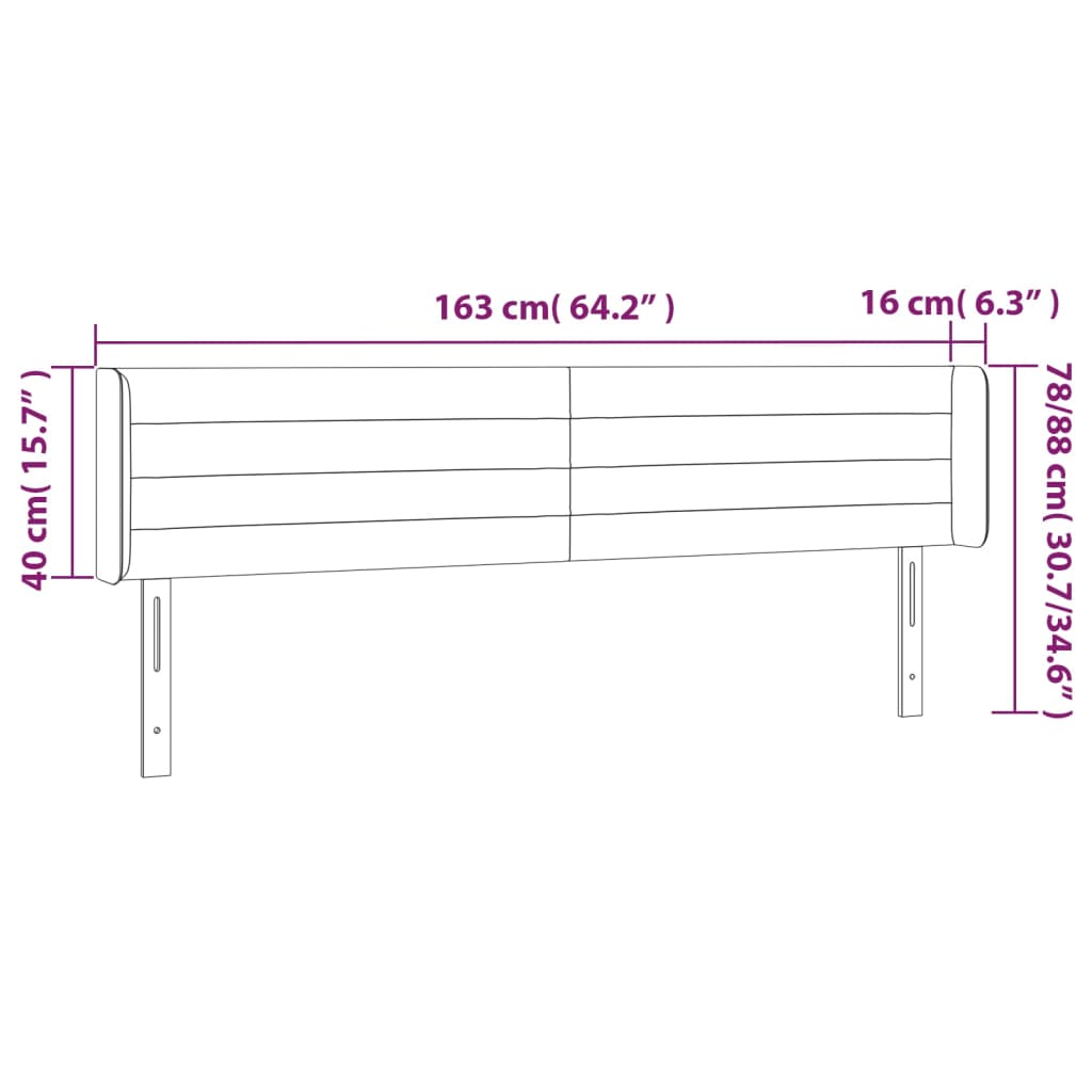 LED uzglavlje tamnosivo 163x16x78/88 cm baršunasto