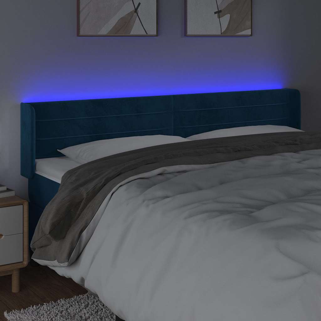 LED uzglavlje tamnoplavo 183x16x78/88 cm baršunasto