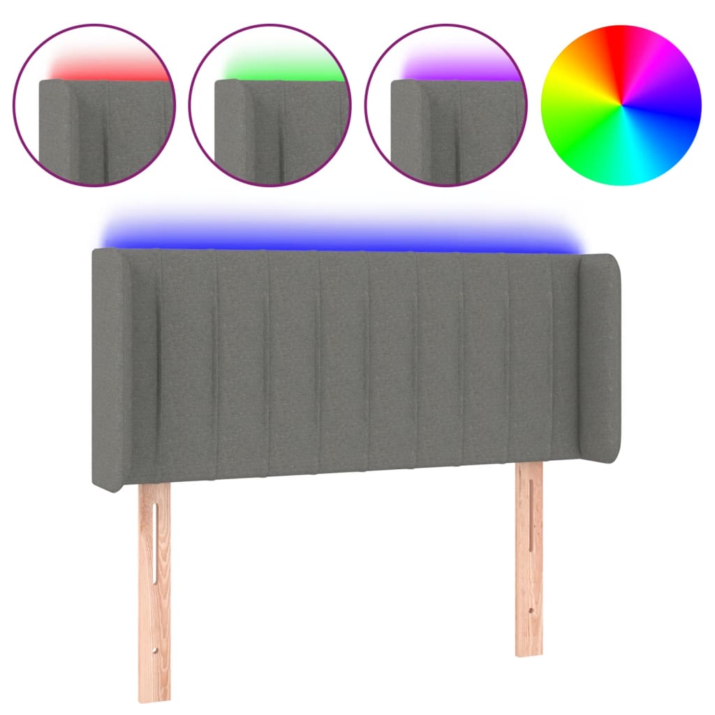 LED uzglavlje tamnosivo 103x16x78/88 cm od tkanine