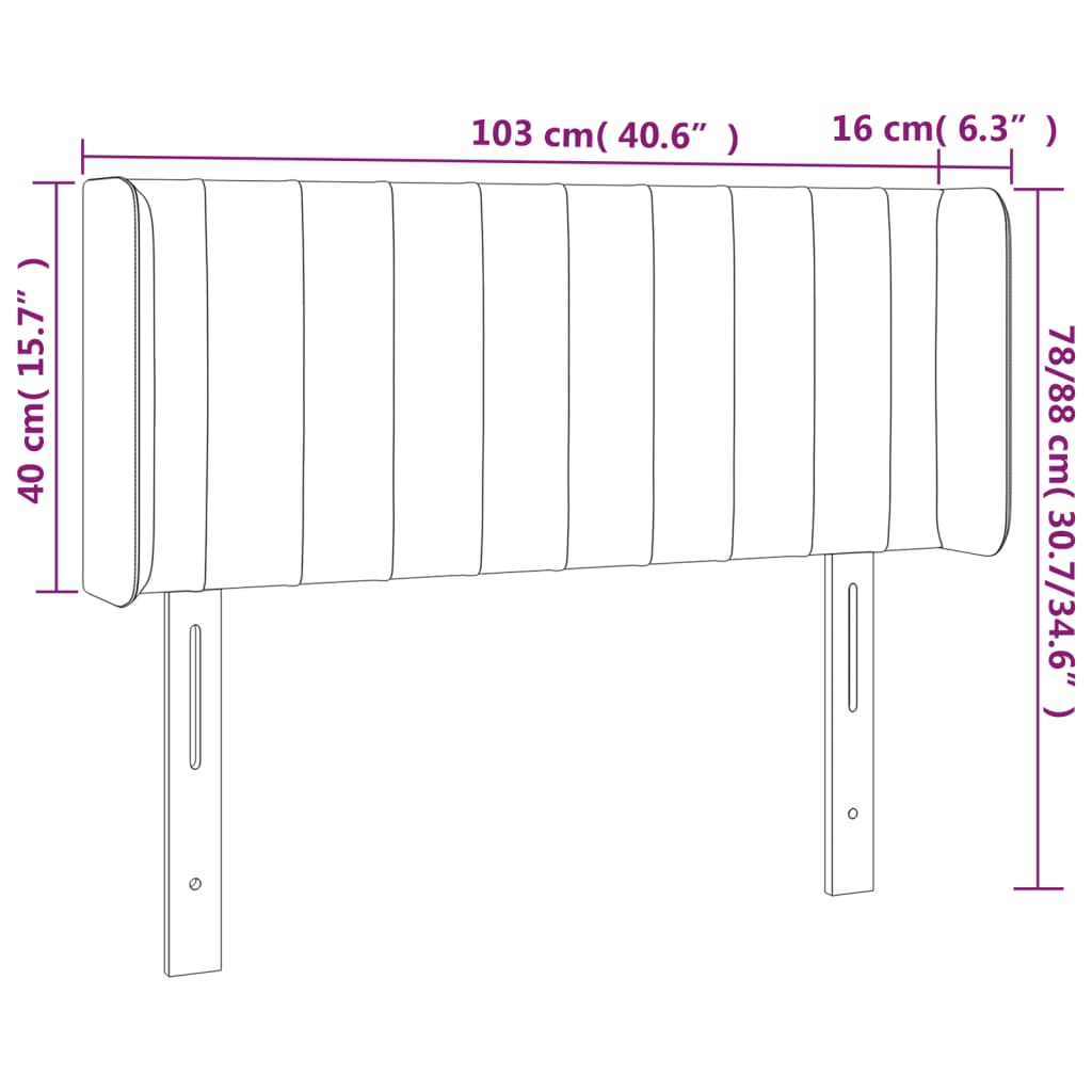 LED uzglavlje plavo 103x16x78/88 cm od tkanine