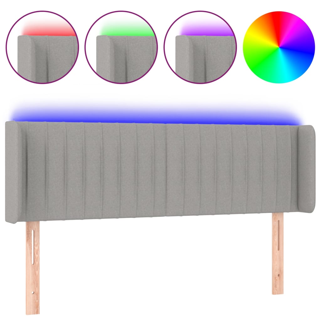 LED uzglavlje svjetlosivo 147x16x78/88 cm od tkanine