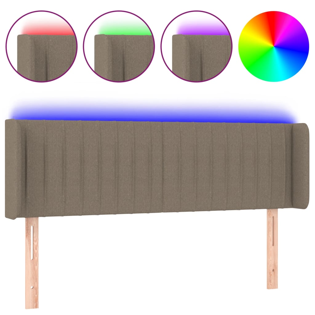 LED uzglavlje smeđesivo 147x16x78/88 cm od tkanine