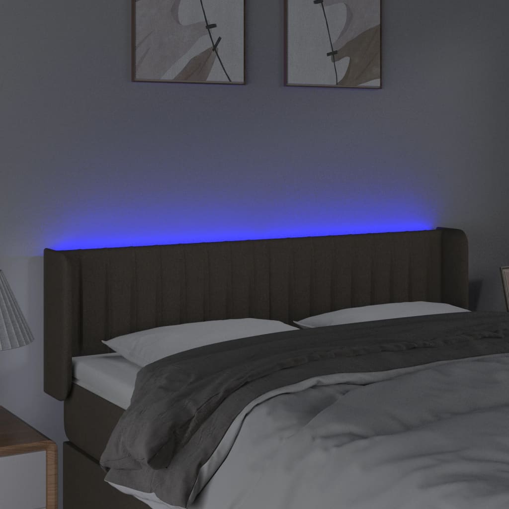 LED uzglavlje smeđesivo 147x16x78/88 cm od tkanine