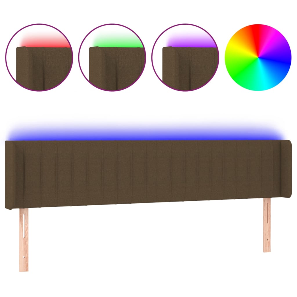 LED Uzglavlje tamnosmeđe 163x16x78/88 cm od tkanine