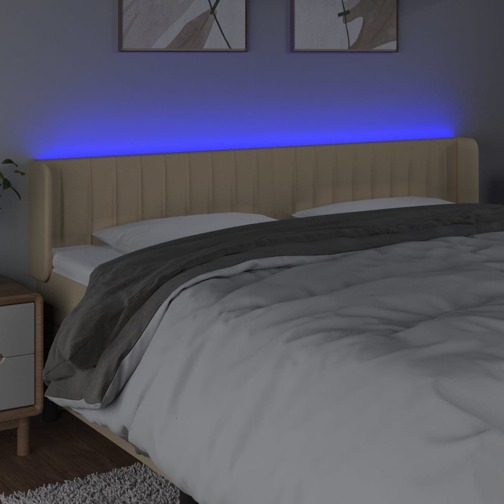 LED uzglavlje krem 163x16x78/88 cm od tkanine