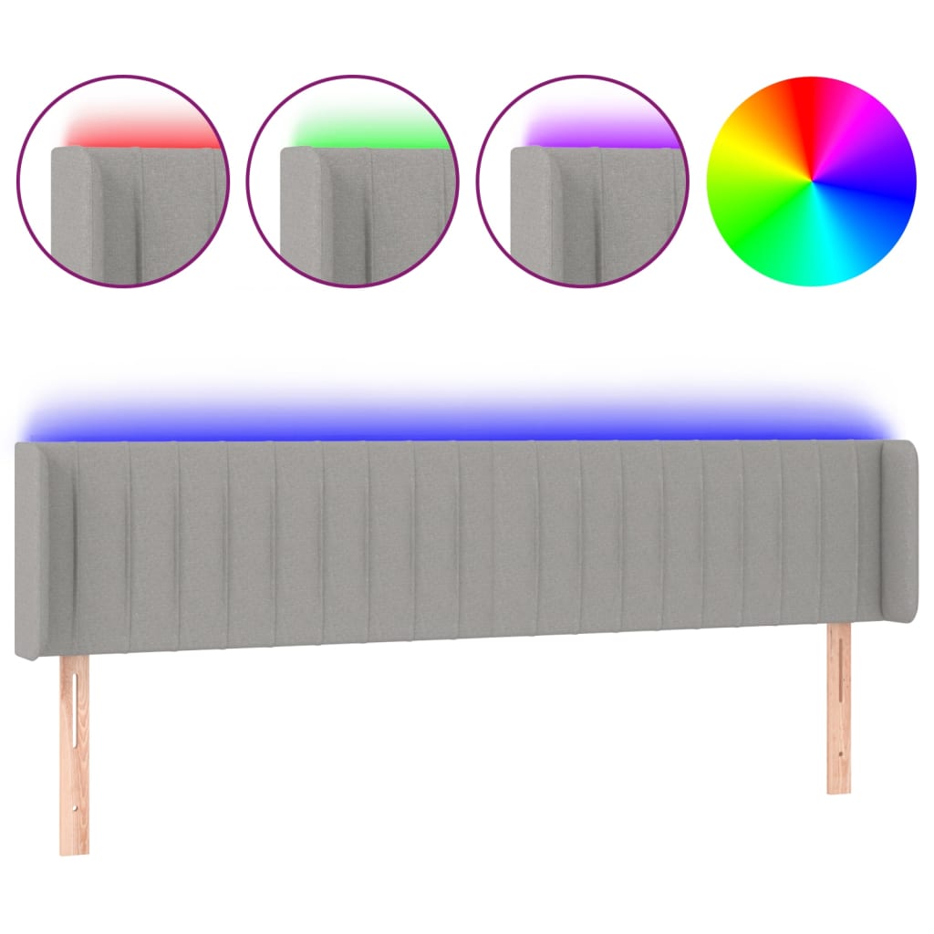 LED uzglavlje svjetlosivo 183x16x78/88 cm od tkanine
