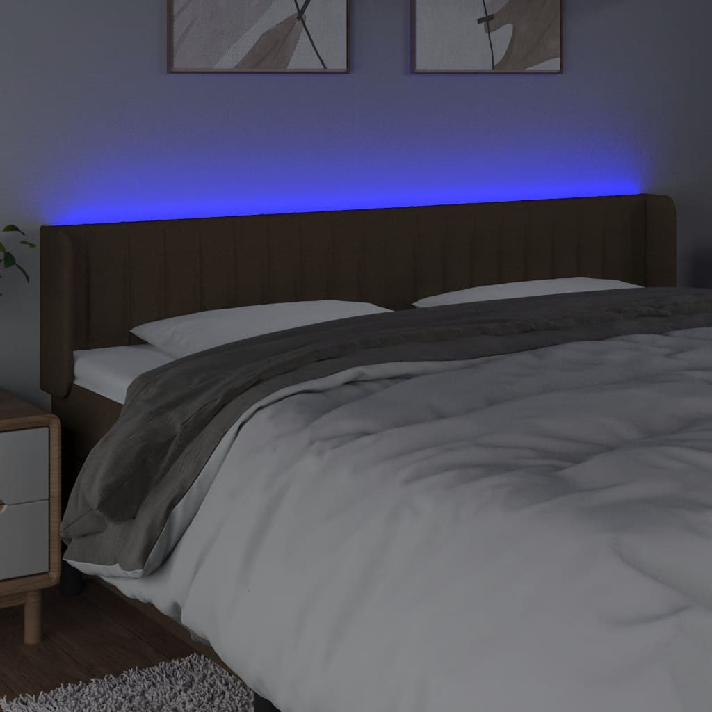 LED uzglavlje tamnosmeđe 183x16x78/88 cm od tkanine