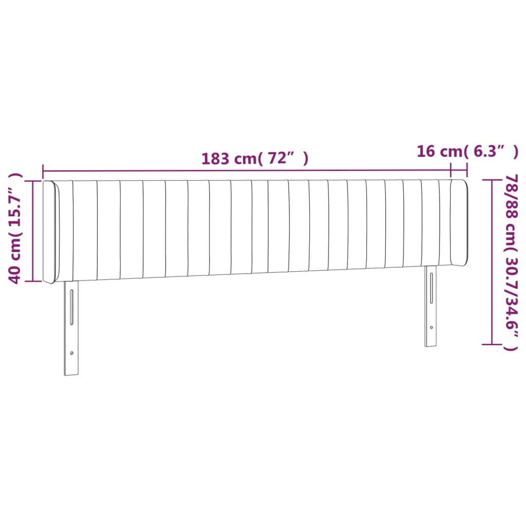 LED uzglavlje tamnosmeđe 183x16x78/88 cm od tkanine