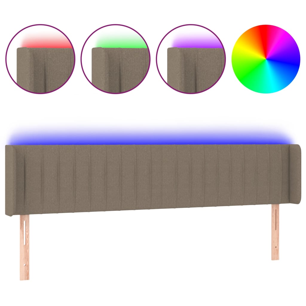 LED uzglavlje smeđesivo 183x16x78/88 cm od tkanine