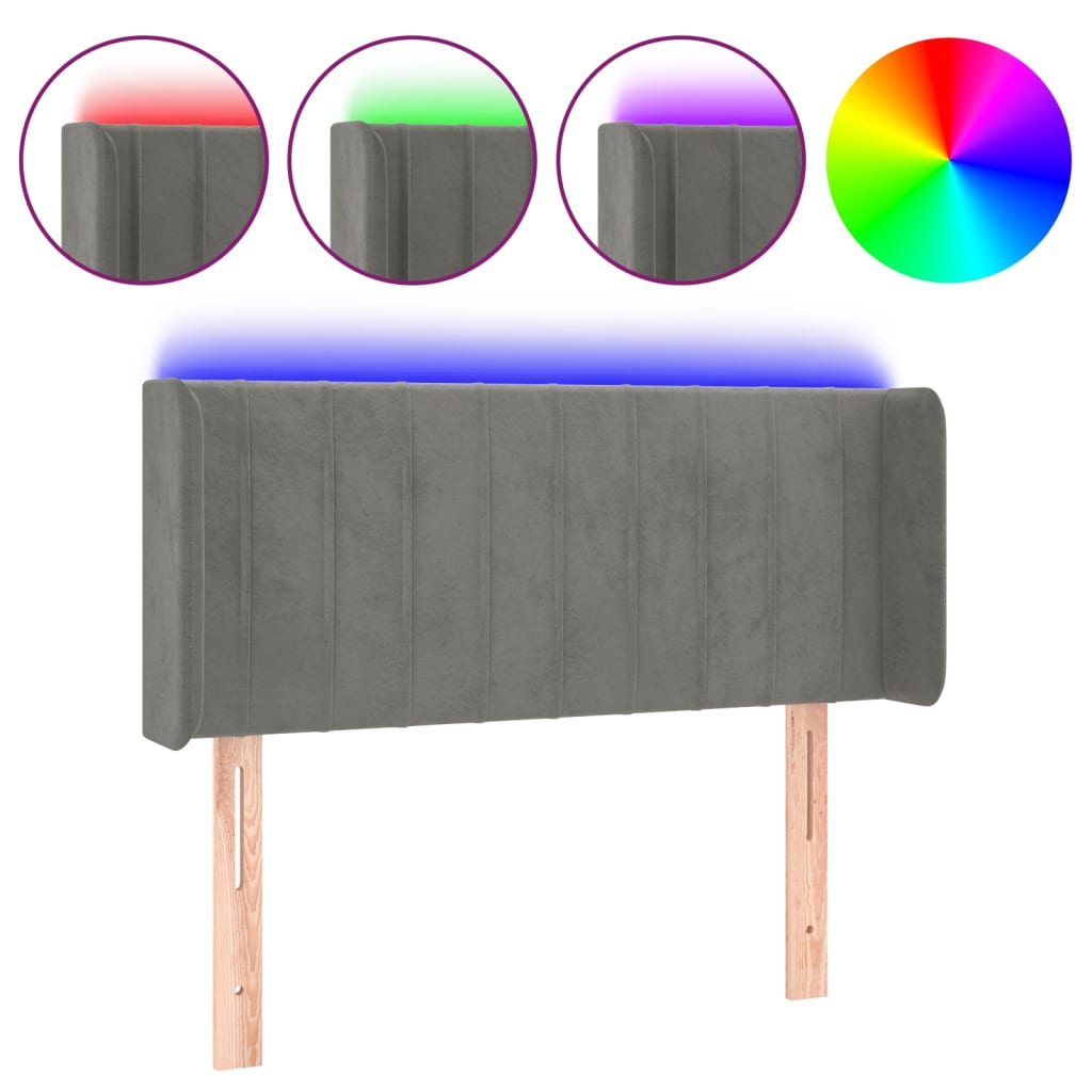 LED uzglavlje svjetlosivo 83x16x78/88 cm baršunasto