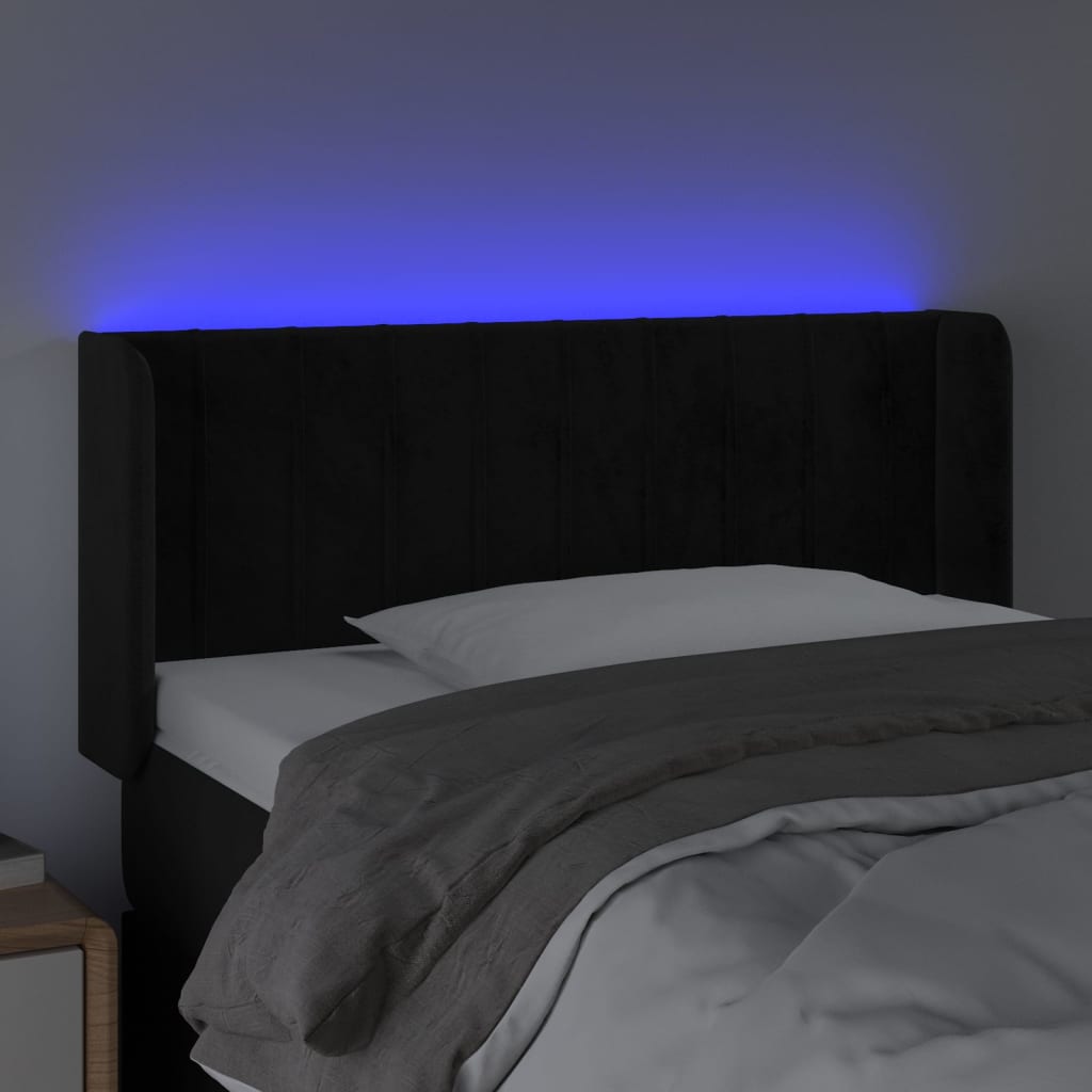 LED uzglavlje crno 83x16x78/88 cm baršunasto