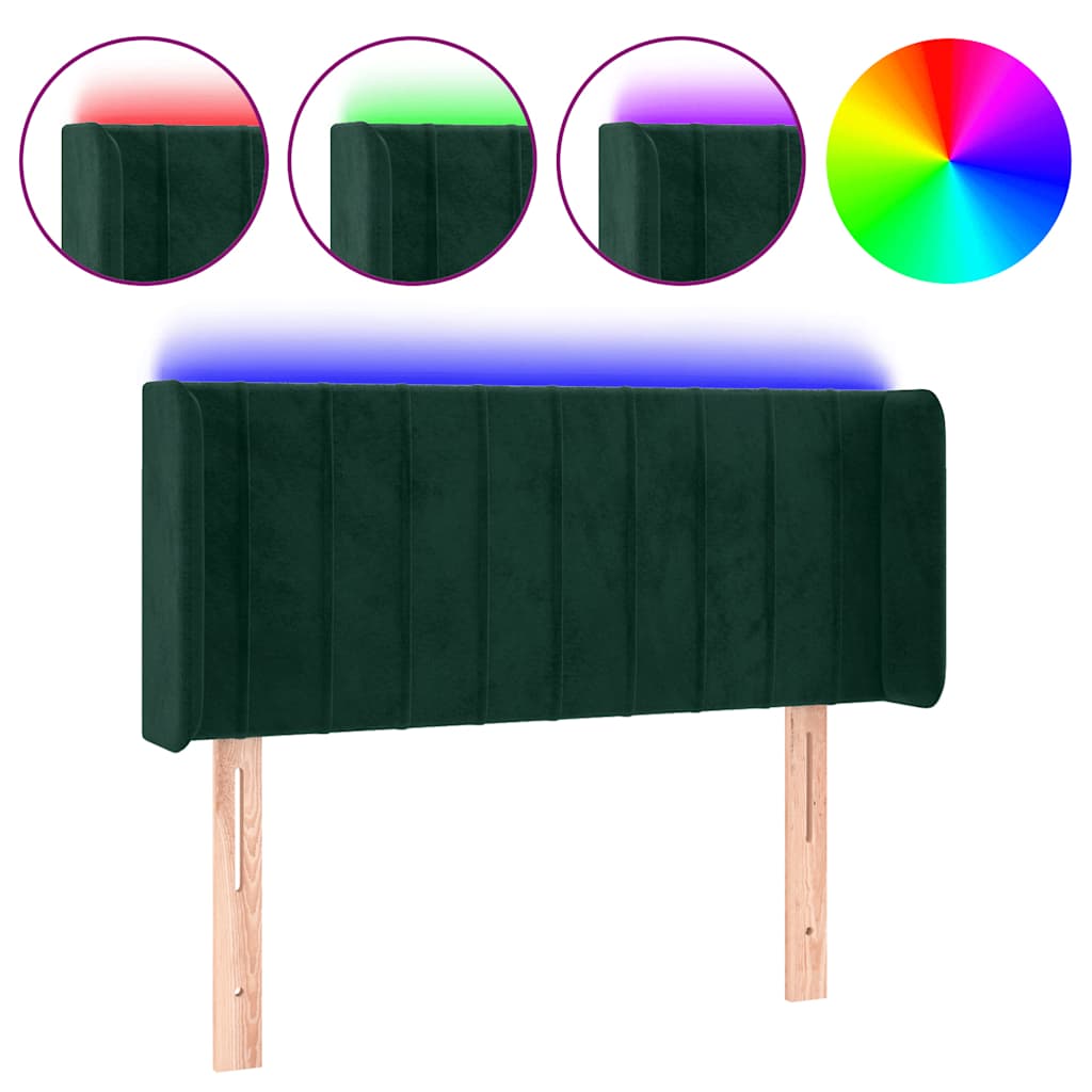 LED uzglavlje tamnozeleno 83x16x78/88 cm baršunasto