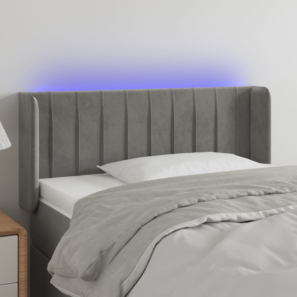 LED uzglavlje svjetlosivo 93x16x78/88 cm baršunasto