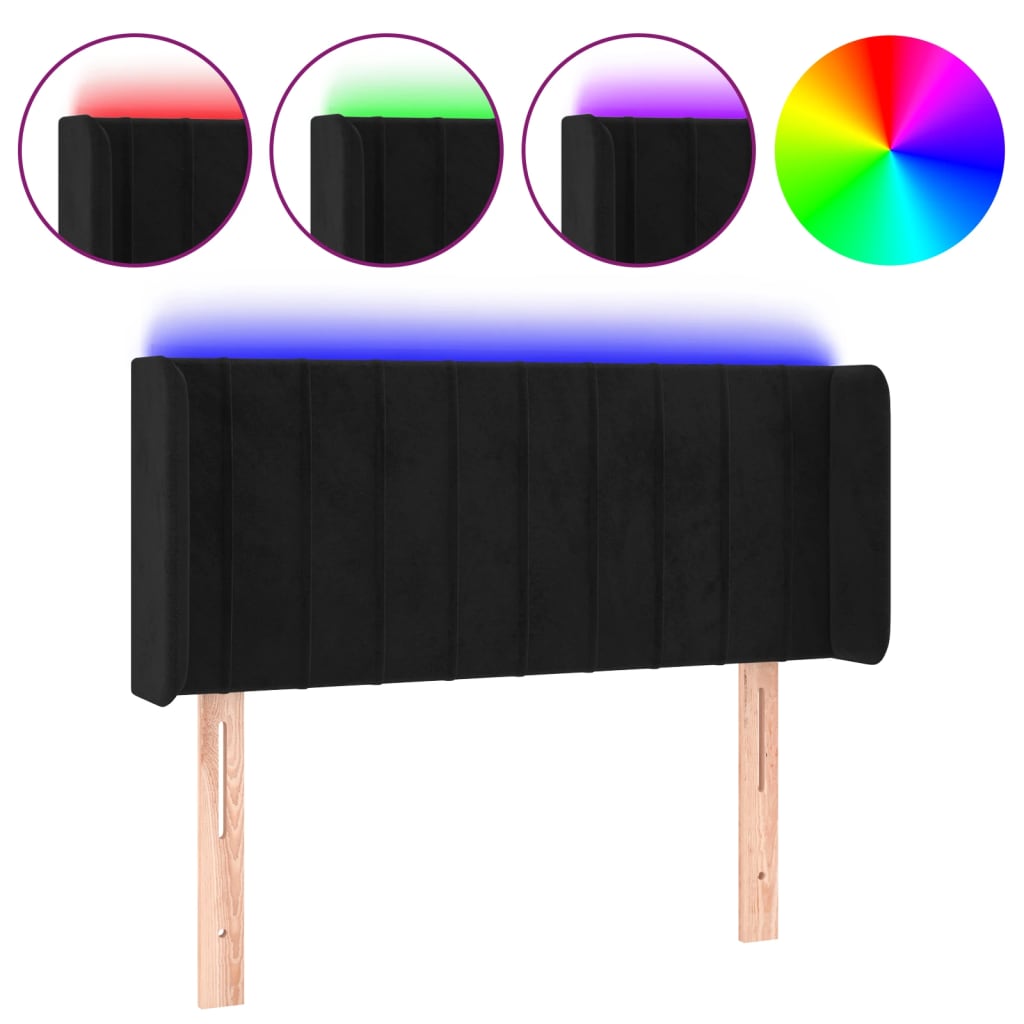LED uzglavlje crno 93x16x78/88 cm baršunasto