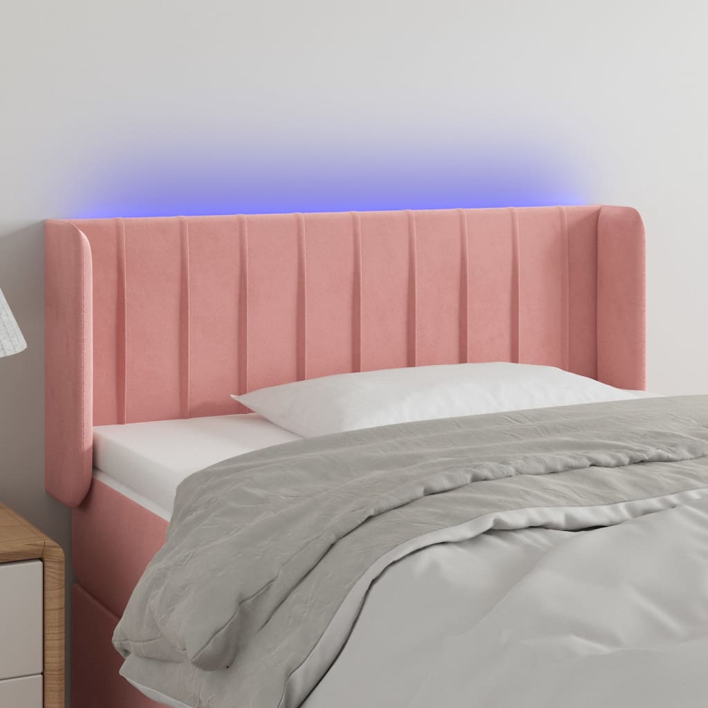 LED uzglavlje ružičasto 93x16x78/88 cm baršunasto
