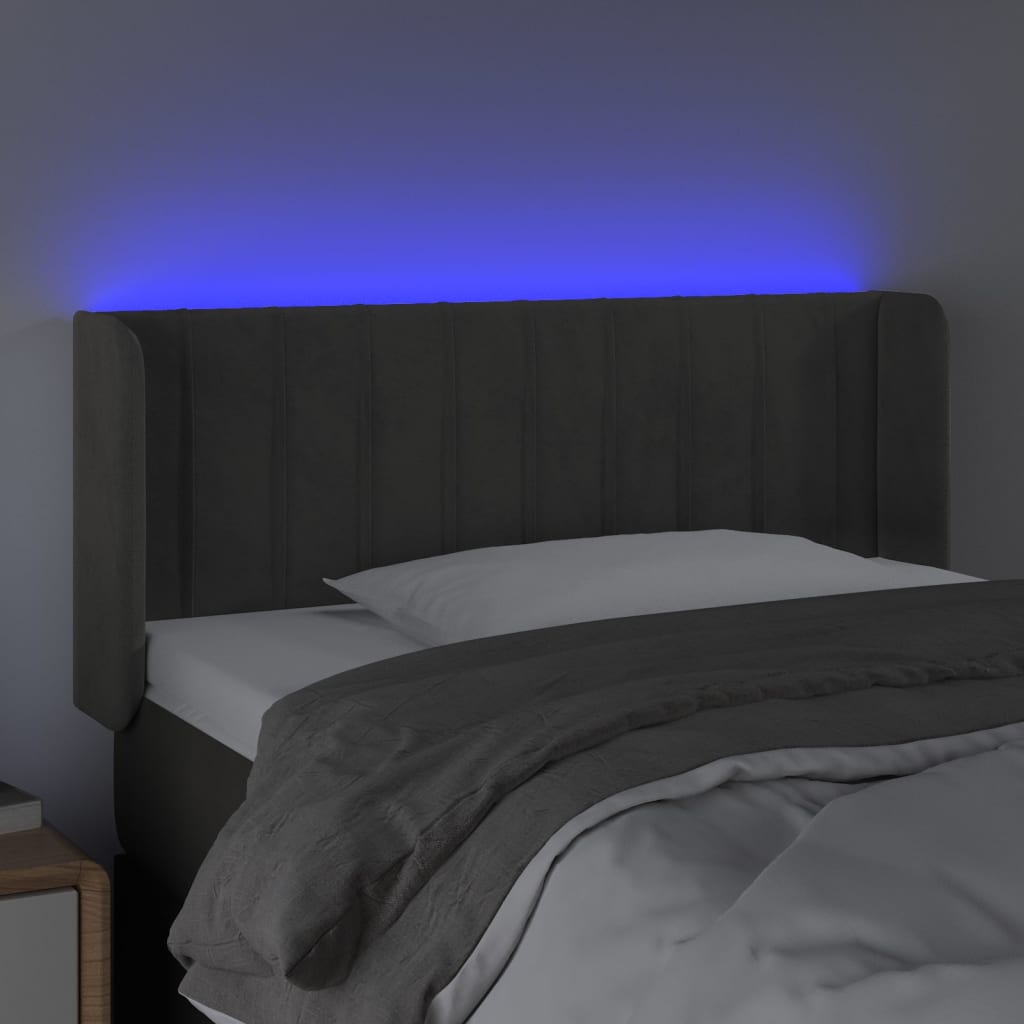 LED uzglavlje tamnosivo 103x16x78/88 cm baršunasto