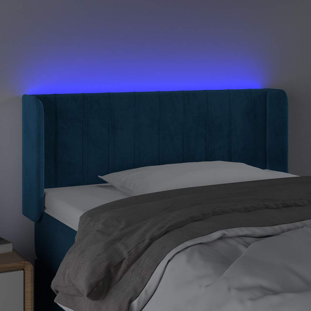 LED uzglavlje tamnoplavo 103x16x78/88 cm baršunasto