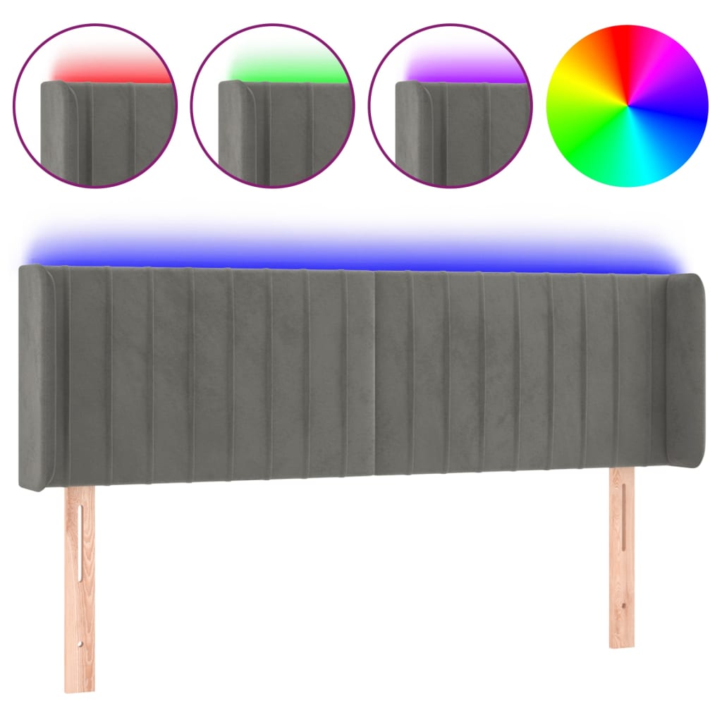LED uzglavlje svjetlosivo 147x16x78/88 cm baršunasto