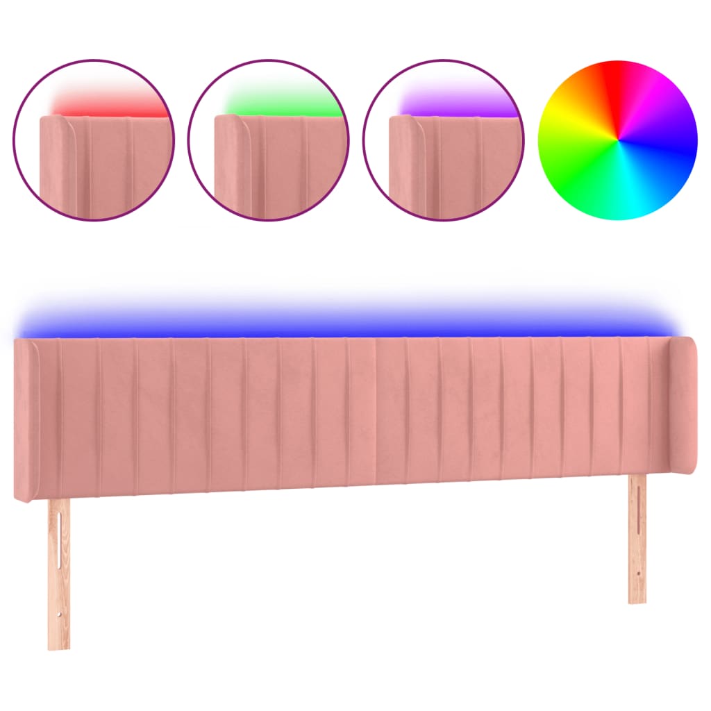 LED uzglavlje ružičasto 163x16x78/88 cm baršunasto