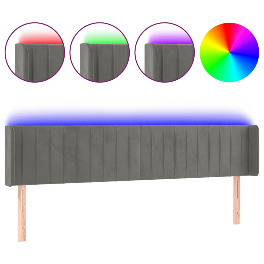 LED uzglavlje svjetlosivo 183x16x78/88 cm baršunasto