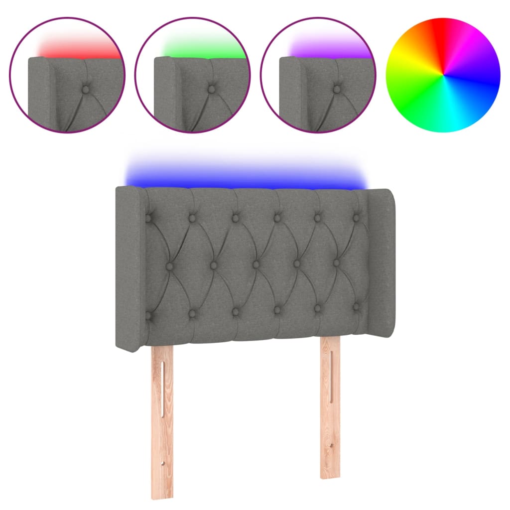LED uzglavlje tamnosivo 83x16x78/88 cm od tkanine