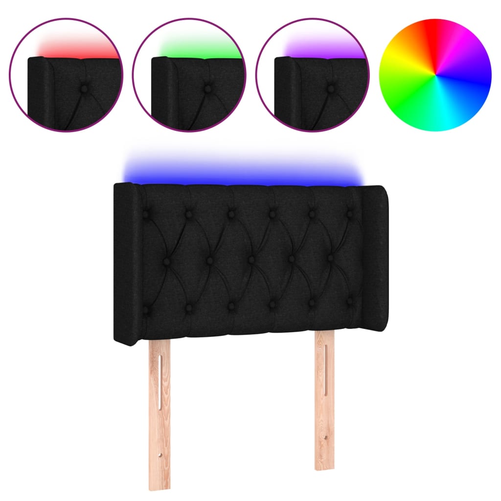 LED uzglavlje crno 83x16x78/88 cm od tkanine